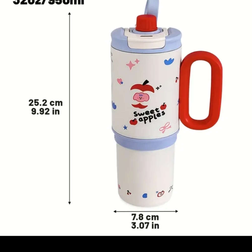 Stainless Steel Large Capacity Insulated Water Cup with handle And Lid Straw.